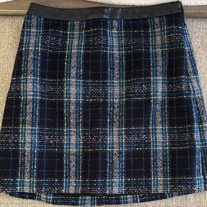 Plaid Tweed A-Line Mini Skirt